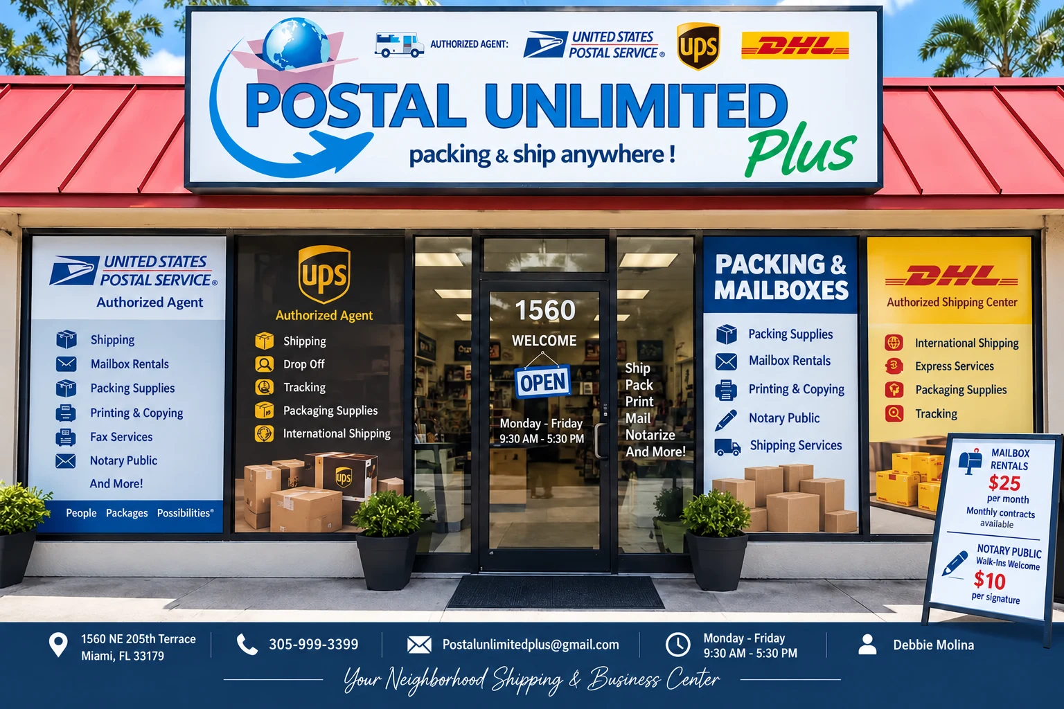 Postal Unlimited Plus storefront concept